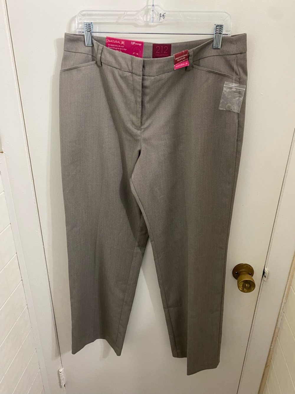 212 Collection Taupe Herringbone Natural Fit Dress Pants